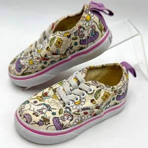 VANS Girls Authentic Skate Shoes Unicorn & Fairy Print White/Pink Size 6